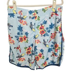 DC Comics Originals Swim Trunks Men XL Blue Batman Robin Swim Shorts Men Floral